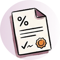 A document with a percentage symbol, representing a contribution rate.